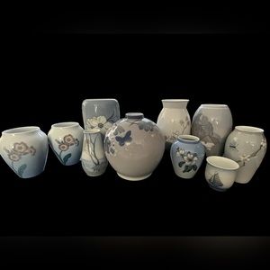 Vintage royal Copenhagen lot of 10 vases Denmark